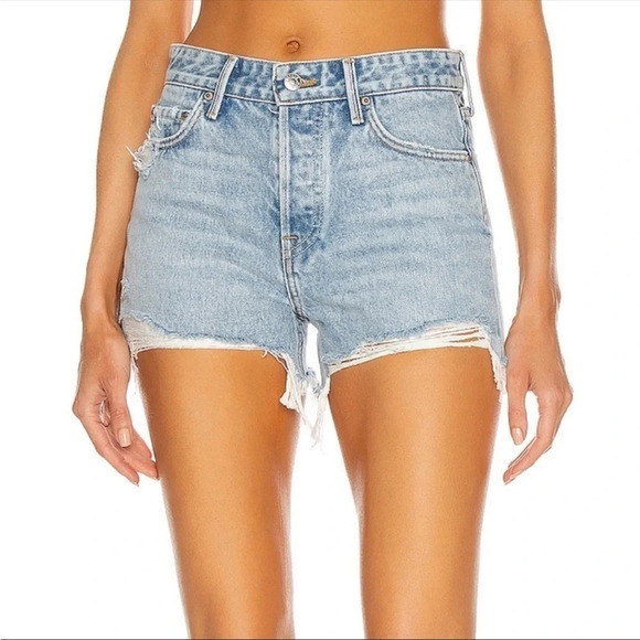 GRLFRND The Helena High Rise Cut Off Jeans Shorts Newport frayed Raw hem Size 30 - Picture 4 of 13